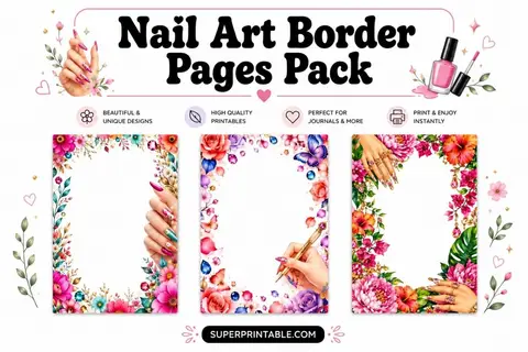 12+ Nail Art Border Pages Pack Feature Image