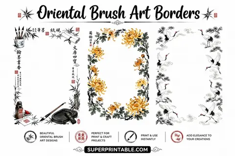 12+ Oriental Brush Art Borders Feature Image