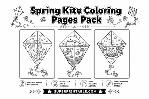 12+ Spring Kite Coloring Pages Feature Image
