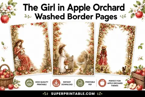 12+ The Girl in Apple Orchard Washed Border Pages Feature Image