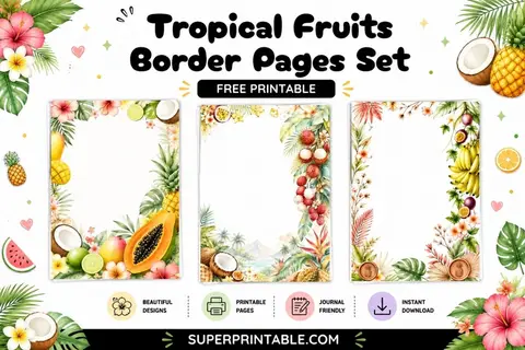 12+ Tropical Fruits Border Pages 
