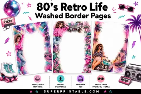 15+ 80's Retro Life Washed Border Pages Feature Image