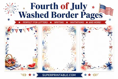 15+ Fourth of July Washed Border Pages Feature Image