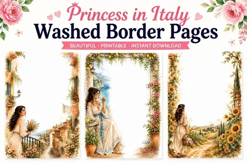15+ Princess in Italy Washed Border Pages 