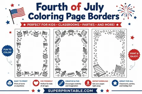 16+ Fourth of July Coloring Page Borders Feature Image
