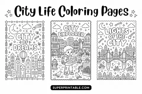 20 City Life Coloring Pages Feature Image