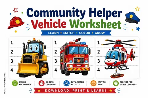 20 Community Helper Vehicle Worksheet Feature Image