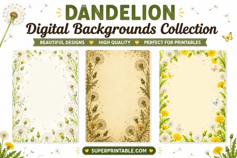 20 Dandellion Digital Backgrounds