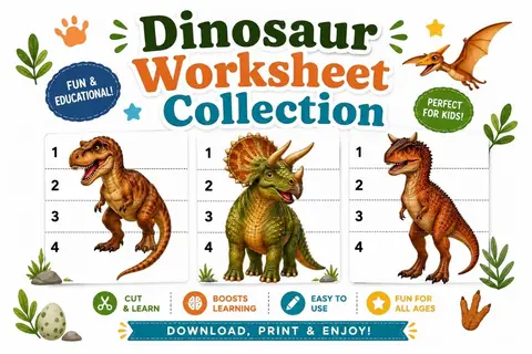 20 Dinosaur Worksheet Feature Image