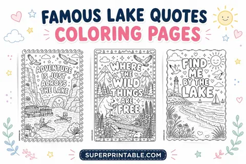 20 Famous Lake Quotes Coloring Pages Feature Image