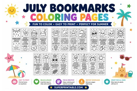 20 July Bookmarks Coloring Pages Feature Image