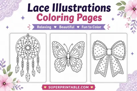 20+ Lace Illustrations Coloring Pages Feature Image