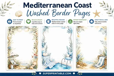20 Mediterranean Coast Washed Border Pages Feature Image