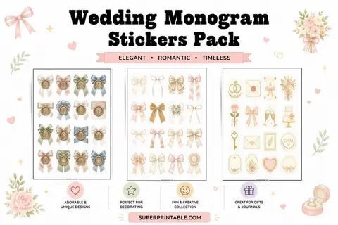 20 Wedding Monogram Stickers Pack Feature Image
