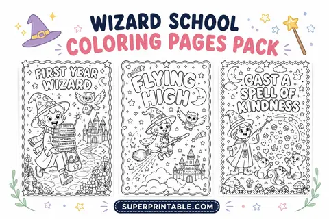 20 Wizard School Coloring Pages Feature Image