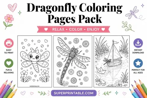 40+ Dragonfly Coloring Pages Feature Image