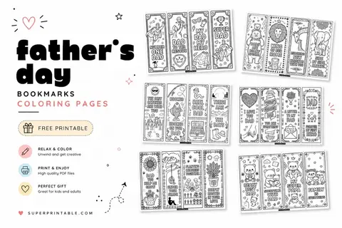45+ Father's Day Bookmarks Coloring Pages Feature Image