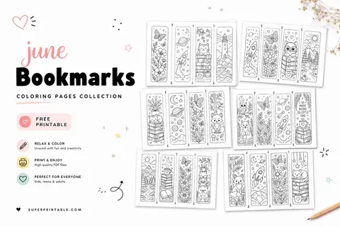 45+ June Bookmarks Coloring Pages Feature Image