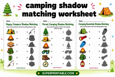 Camping Shadow Matching Worksheet Feature Image