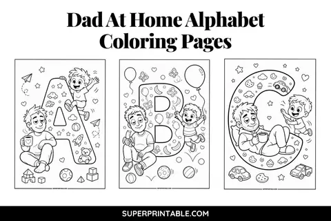 Dad At Home Alphabet Coloring Pages Feature Image