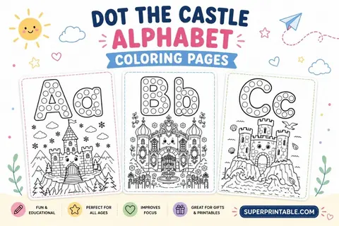 Dot The Castle Alphabet Coloring Pages Feature Image
