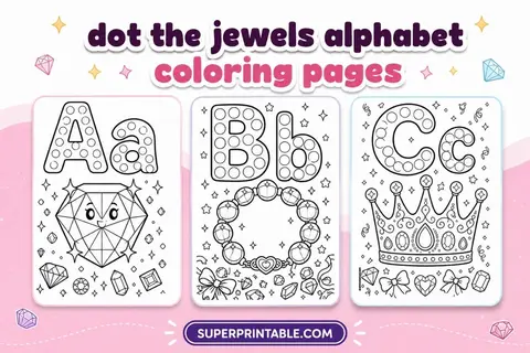 Dot The Jewels Alphabet Coloring Pages Feature Image