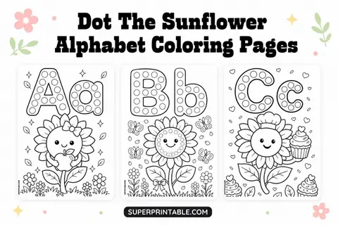 Dot The Sunflower Alphabet Coloring Pages Feature Image