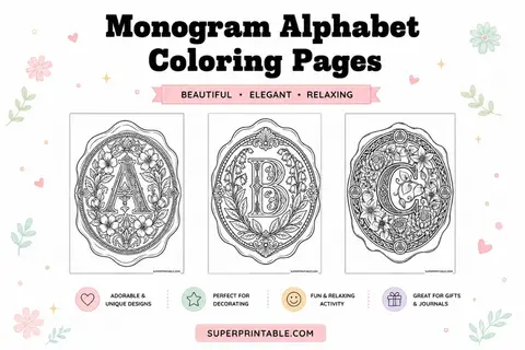 Monogram Alphabet Coloring Pages Feature Image