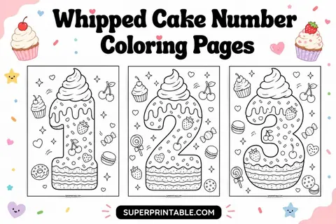 Whipped Cake Number Coloring Pages Feature Image