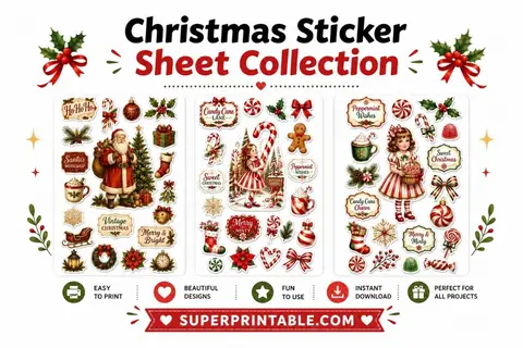 10 Christmas Sticker Sheet Collection Feature Image