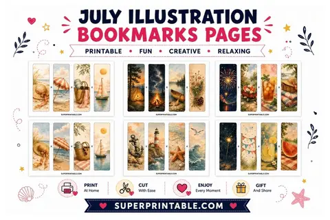 10+ July Illustration Bookmarks Pages Feature Image