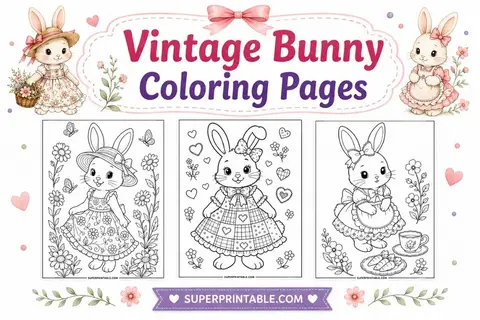 12 Free Vintage Bunny Coloring Pages
