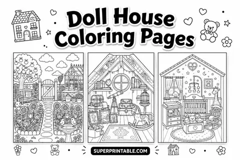 12+ Doll House Coloring Pages Feature Image