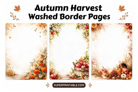15+ Autumn Harvest Washed Border Pages Feature Image
