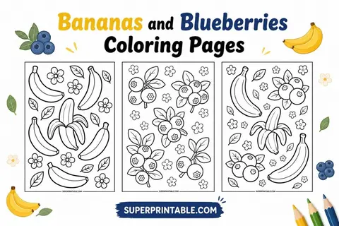 15+ Bananas and Blueberries Coloring Pages Feature Image