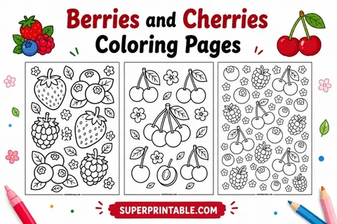 15+ Berries and Cherries Coloring Pages