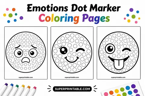 15+ Emotions Dot Marker Coloring Pages Feature Image