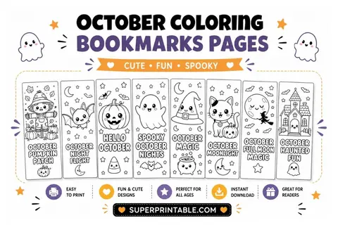 15+ October Coloring Bookmarks Pages Feature Image