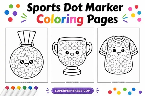 15+ Sports Dot Marker Coloring Pages Feature Image