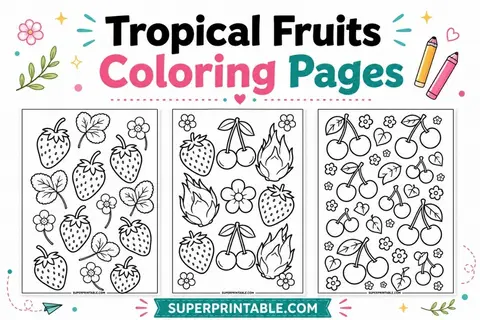 15+ Tropical Fruits Coloring Pages Feature Image