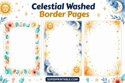 20 Celestial Washed Border Pages