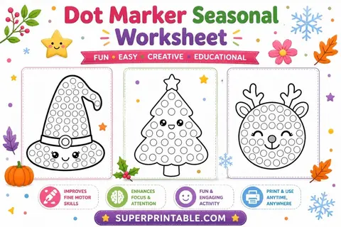 20 Dot Marker Seasonal Worksheet Feature Image