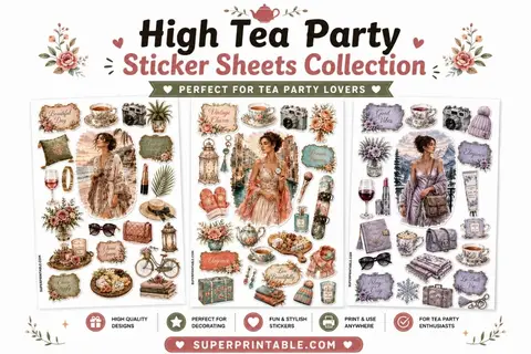 20 High Tea Party Sticker Sheets Collection Feature Image