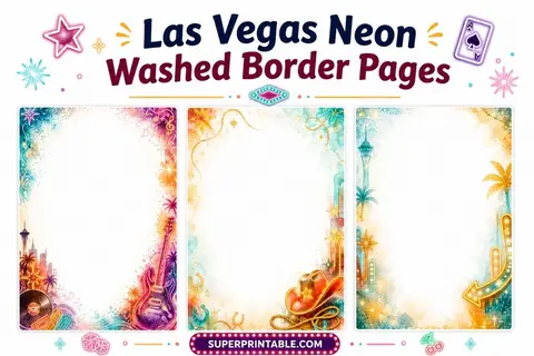 20 Las Vegas Neon Washed Border Pages Feature Image