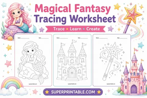 25+ Magical Fantasy Tracing Worksheet