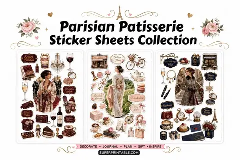 20+ Parisian Patisserie Sticker Sheets Collection Feature Image