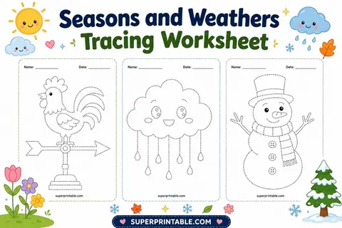 25+ Seasons and Weathers Tracing Worksheet Feature Image