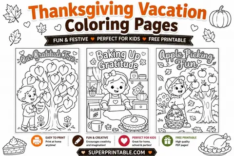 20 Thanksgiving Vacation Coloring Pages Feature Image
