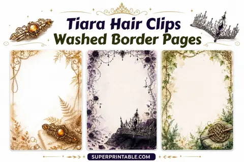 20 Tiara Hair Clips Washed Border Pages Feature Image