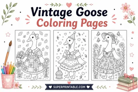 20 Vintage Goose Coloring Pages Feature Image